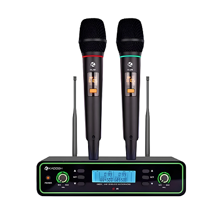 Microfone sem Fio Duplo de Mão Uhf 200 Canais Kadosh K-422m
