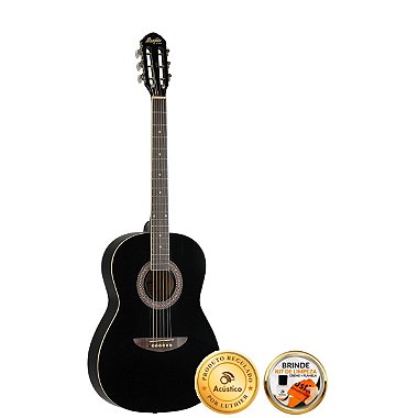 Violão Acústico Aço Memphis Preto Ac-40bk + Acessórios