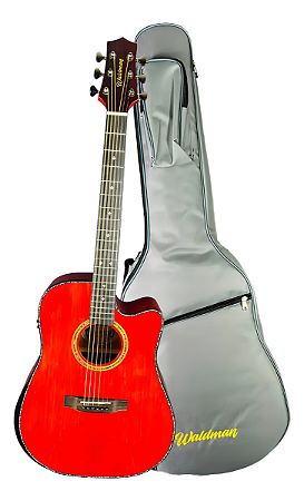 Violão Folk Eletroacústico Waldman DCEX1841 Cut Aço Vermelho