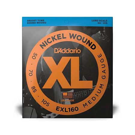 D'Addario Encordoamento Baixo 4 cordas 0.050 - 0.105 EXL160