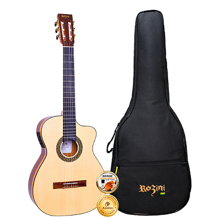 Violão Profissional Elétrico Nylon Rozini Premium Rx621 Bag