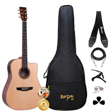 Kit Violão Profissional Elétrico Rozini Premium Rx320 Completo