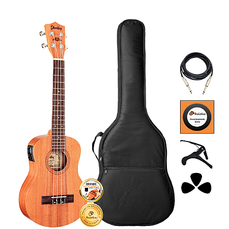 Kit Ukulele Tenor Elétrico Com Equalizador Shelby Completo