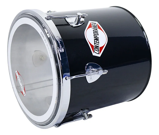 Repique de Mão Contemporânea 11" x 30 Preto com Pele Cristal