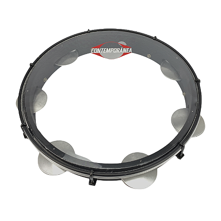 Pandeiro Contemporânea Em Madeira 11" Preto Pele Cristal