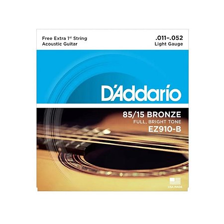 Corda De Violão Aço D'Addario Bronze 85/15 Leve (011.052)