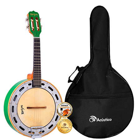 Kit Banjo Rozini Elétrico Profissional RJ11 Verde Com Capa