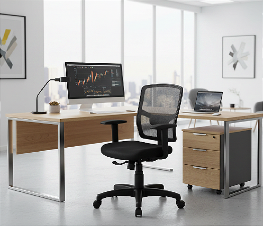 Cadeira de Escritório Giratória Eco Encosto em Tela c/ Backsystem *Produto Novo Sob Encomenda*