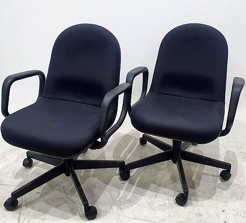 Kit 2 Cadeiras de Escritório Usada Giroflex Concha interlocutor - Preto