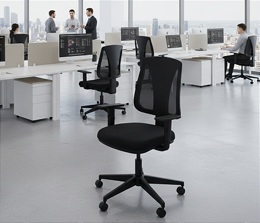 Cadeira de Escritório One Mesh Eco New Encosto Alto c/ BackSystem e Base Piramidal *Produto Novo Sob Encomenda*