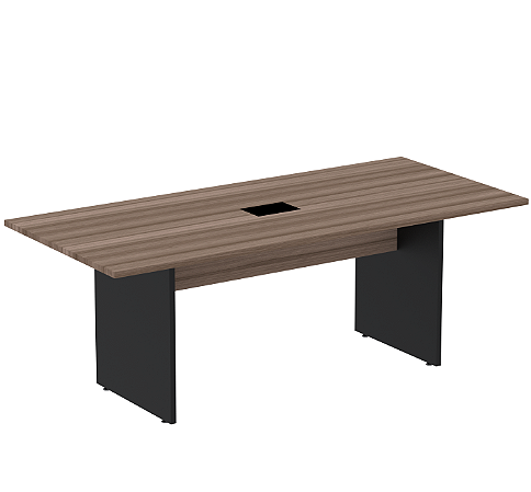 Mesa de Reunião Tampo Walnut 25mm 2,00x0,90m MRPB2000P25PP WN/PR c/ PowerBox *Produto Novo*