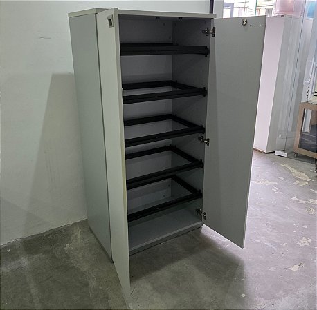 Armário Alto Escritório 2 Portas c/ 5 Suportes p/ Pasta Suspensa 160x80x50 Platina/Cinza