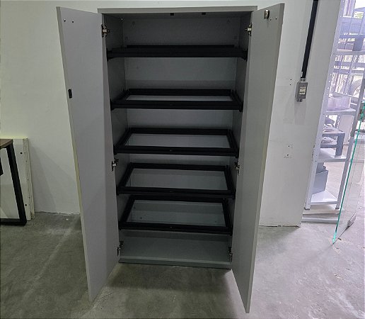 Armário Alto Escritório 2 Portas c/ 5 Suportes p/ Pasta Suspensa 160x80x50 Platina/Cinza * Ultimo Disponível Faltando os Puxadores da porta*