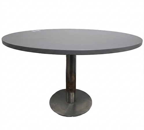 Mesa de Reunião Redonda Tampo 25mm Novo Diâmetro 1,10m Cor Grafite Base Usada em Aço Inox c/ Contrapeso *Super estável*