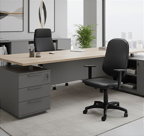 Cadeira Presidente Encosto Alto c/ Relax Estofada Lisa B492 *Produto Novo*