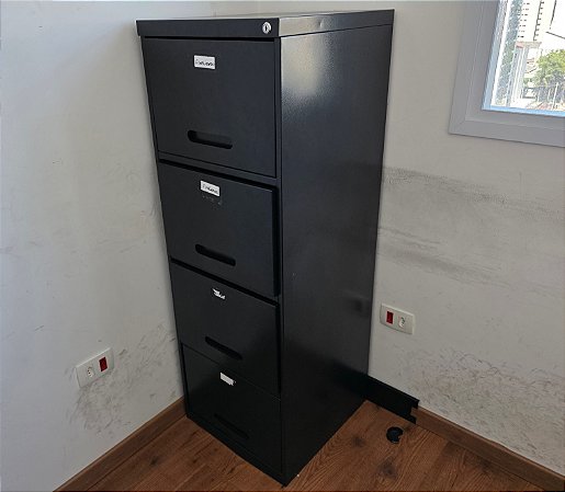 Arquivo de Aço Usado 4 Gavetas Pasta Suspensa Preto *Seminovo*