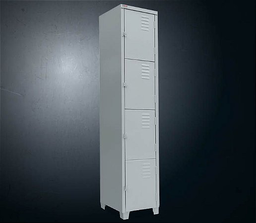 Armário de Aço Roupeiro Vestiário 4 Portas Pequenas Pitão #26 CM GRP-2/4 1,98x0,33x0,40m (Alt/Larg/Prof) *Produto Novo*