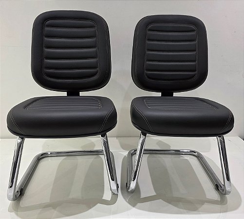 Cadeira Diretor Base Fixa Cromada Estofado Corvin Preto Gomado ( Valor do Anúncio Referente a Venda de 1 Und. Cadeira)