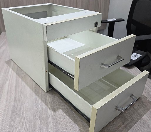 Gaveteiro Aéreo Usado 2 Gavetas p/ mesa de Escritório - Cor Branco