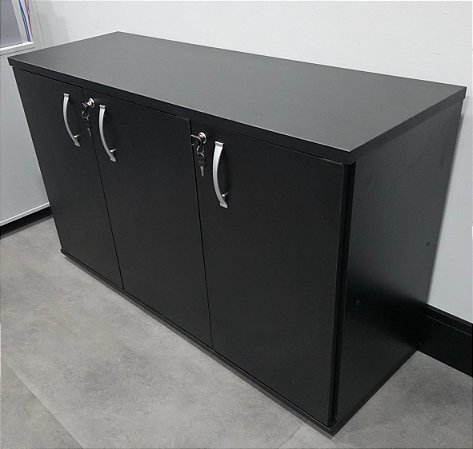 Armário Baixo Credenza 3 Portas 1,20m x 0,40m x 0,75m Preto