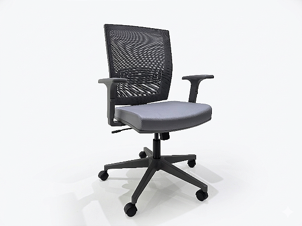 Cadeira de Escritório Snap Staff Encosto Baixo c/ Apoio Lombar Ajustável e Relax - CINZA