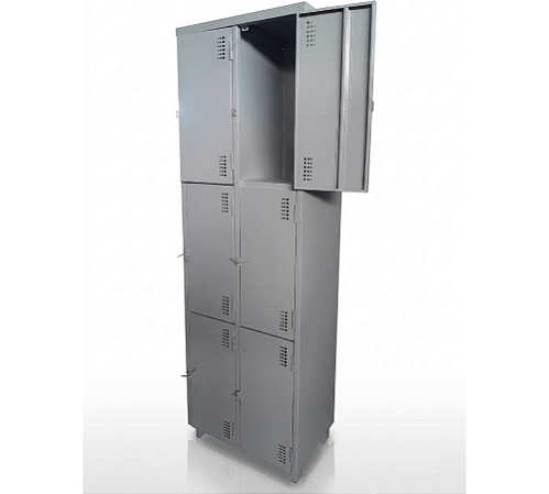 Armário de Aço Vestiário Guarda/Volume 6 Portas Médias Pitão CM CH-26 GRP-4/6 198x40x62,5cm