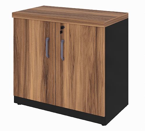 Armário Baixo 2 Portas c/ 1 Prateleira reguláveis Nogal/Preto 800x450x735mm (Larg/Prof/Alt)