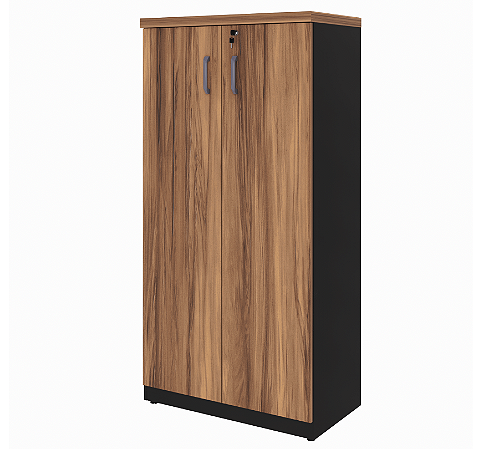 Armário Alto 2 Portas c/ 3 Prateleiras (1 fixa/2 reguláveis) Nogal/Preto 800x450	x1615mm (Larg/Prof/Alt)