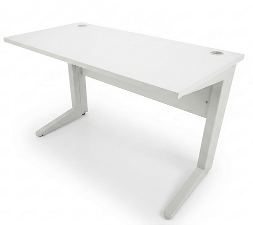 Mesa de Escritório Usada Tampo 25mm Branco 1,20m x 0,60m Base em Aço
