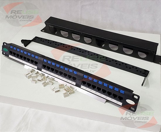 Patch Panel 24 Portas Furukawa Cat5 Rack19+ Organizador Cabo