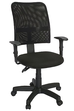 Cadeira Escritório Gerente MasiFlex Encosto em Tela c/ BackSystem- Preto/Pto