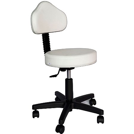 Cadeira Mocho Masiflex para Clinicas, Estéticas, Laboratorio, Tatoo C/ Encosto Fixo-Branco
