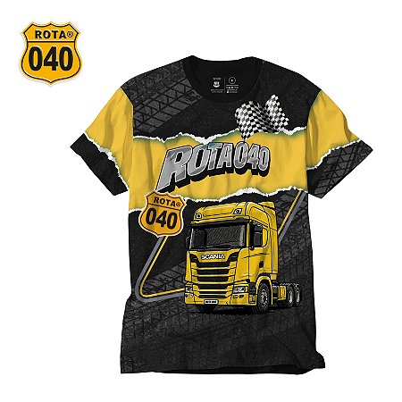 CAMISETA MASCULINA ROTA 040 SCANIA AMARELA