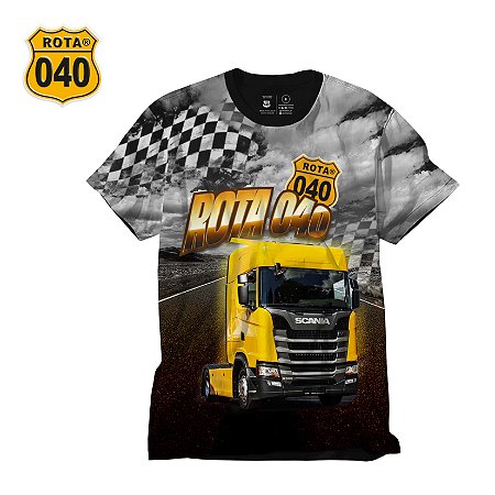 CAMISETA MASCULINA ROTA 040 SCANIA QUADRICULADO