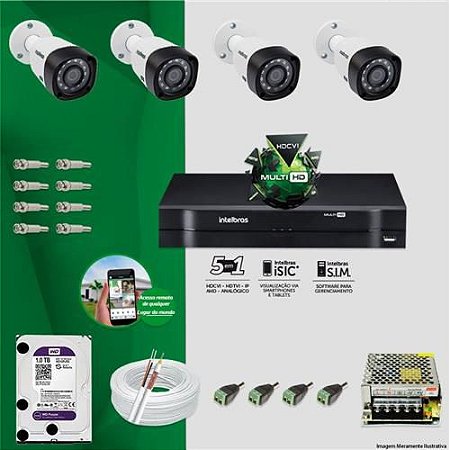Kit CFTV 4 Câmeras Intelbras