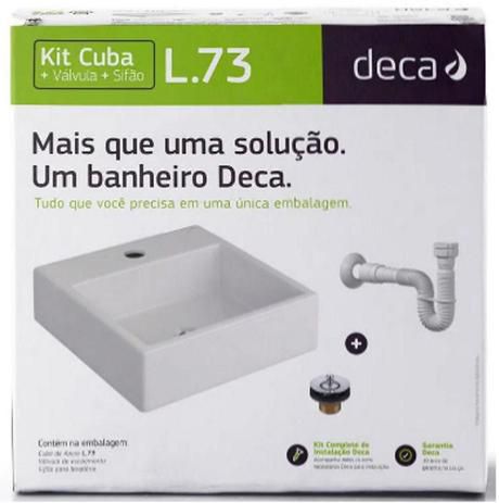 Kit Cuba de Apoio Quadrada Branca Deca Com Mesa Sifão de Plástico e Válvula KL73.2.17