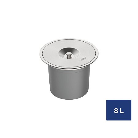Lixeira de Embutir Tramontina Clean Round em Aço Inox com Balde Plástico 8 L - 94518000