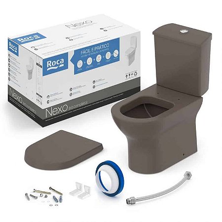 Kit Incepa de bacia com caixa acoplada com assento termofixo e itens de instalação nexo cafe - C343723012