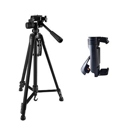 Tripé Universal 1,70m Profissional Foto e Vídeo + Suporte Para Celular Rotativo 360°