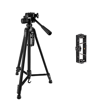 Tripé Universal Profissional 1,70m + Suporte Para Celular 3 em 1