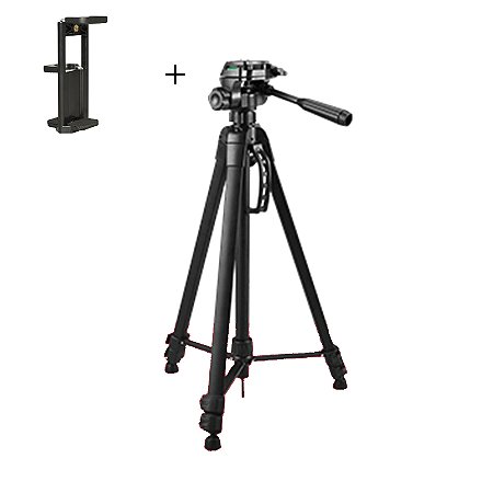 Tripé Universal Profissional 1,70m + Suporte Para Celular e Tablet