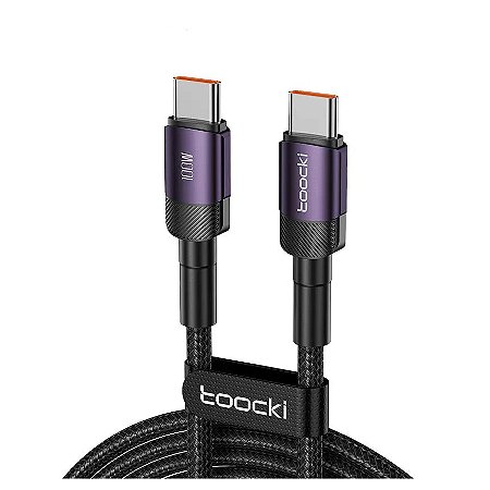 Cabo Duplo Usb-c Pd Toocki Carga Rápida Transmissão de Dados 480Mbps 100w 5a 2 Metros