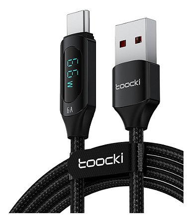 Cabo Usb Tipo-c 66w 6a 480Mbps Com Display de Led 2 Metros Para iPhone 15 16 Samsung