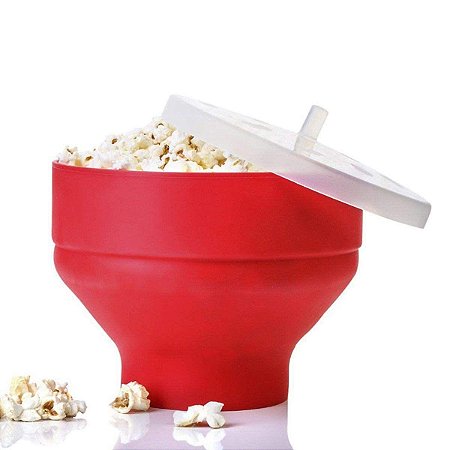 Pipoqueira De Silicone Dobrável Para Micro-ondas Com Tampa Balde Pipoca