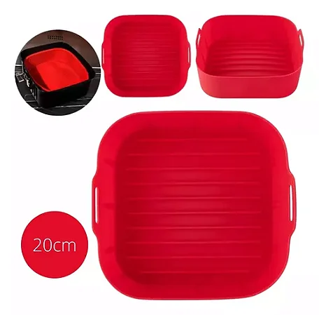 Forma de silicone quadrada antiaderente para airfryer