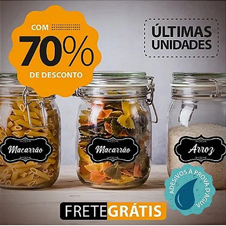 KIT 80 Adesivos Organizador Cozinha - BLACK FRIDAY