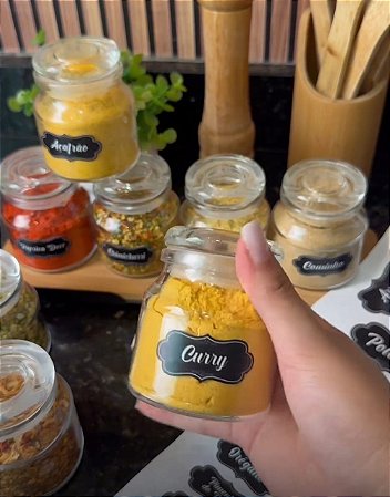 Jogo 6 Potes Herméticos Para Temperos 130ml Hauskraft