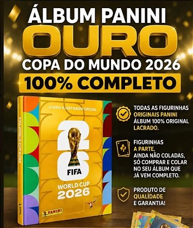 ÁLBUM COPA 2026 - COLECIONAR DOURADO - COMPLETO