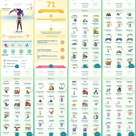 Conta Pokémon Go Nível 70 Xp pro 80 Instinct com 52 milhões de poeira estelar