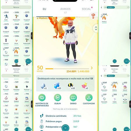 Conta Pokémon Go Nível 50 Instinct Com Moltres de Galar shiny